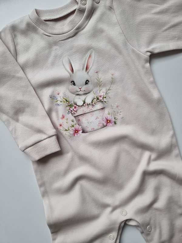 Pajac jasny beż bez stópek króliczek rozmiar 74