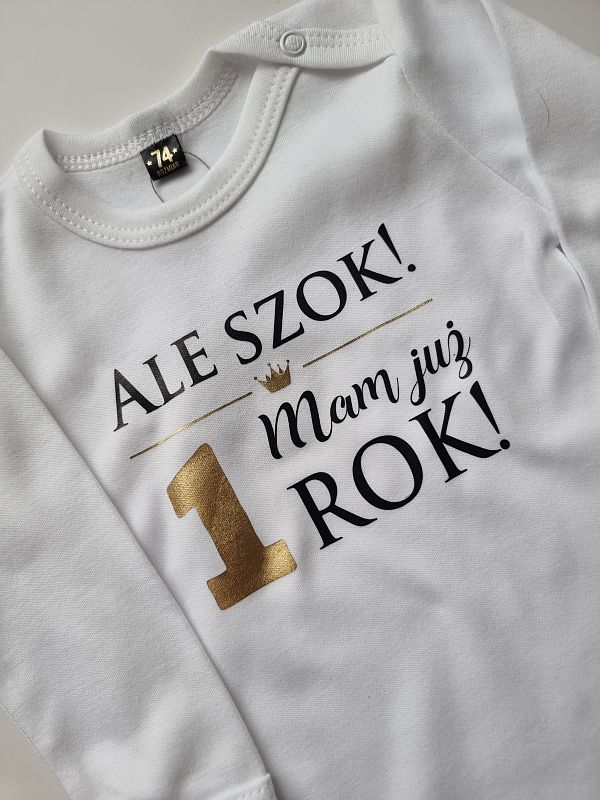 Body białe długi rękaw ale szok mam już rok rozmiar 74