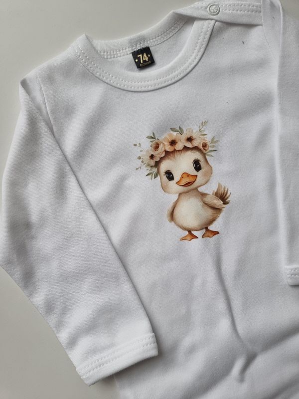 Body białe długi rękaw kaczuszka rozmiar 74