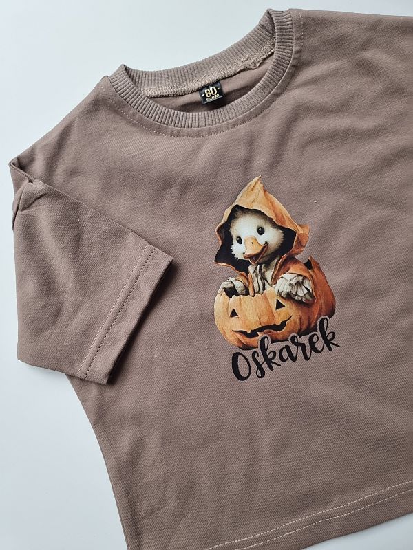 Koszulka kawowa krótki rękaw kaczka w dyni Oskar rozmiar 80