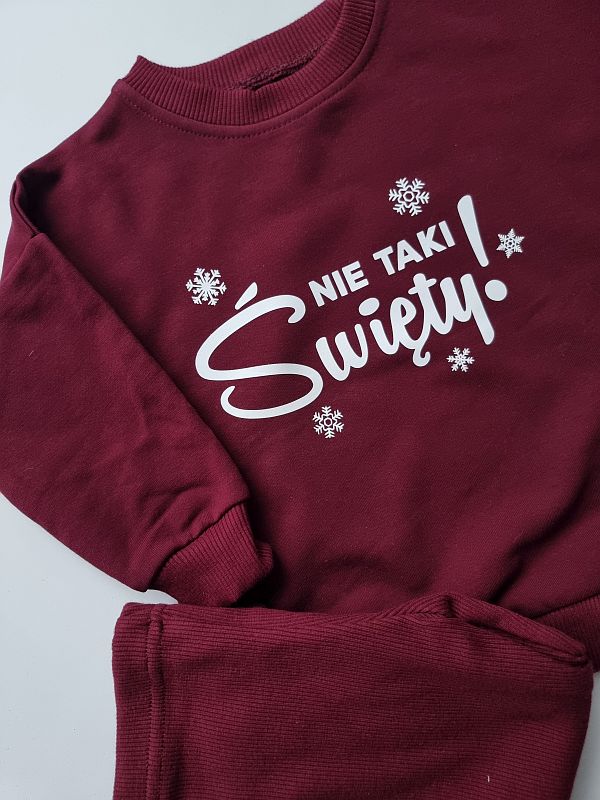 Komplet bordowy bluza + getry prążek nie taki święty rozmiar 80