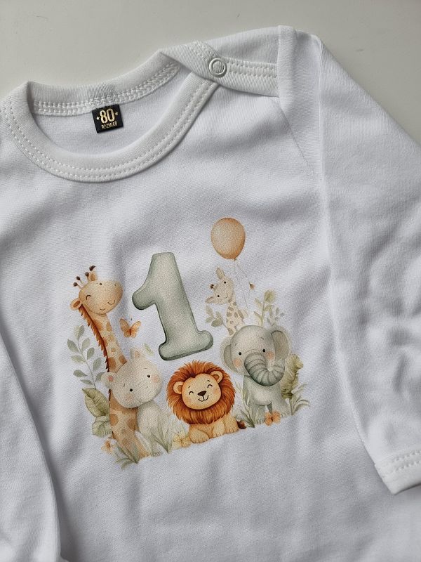 Body białe długi rękaw zwierzątka rozmiar 80