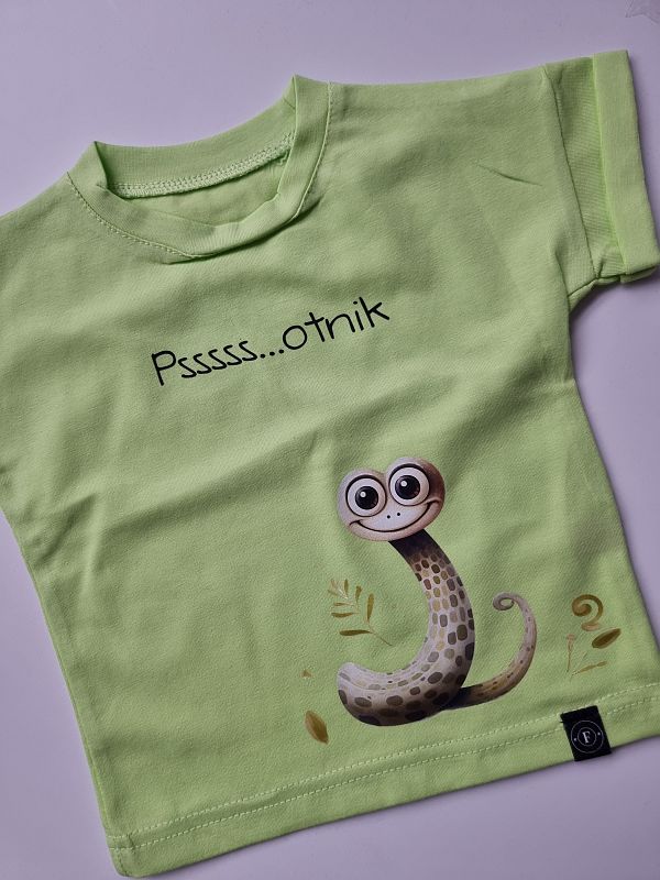 Koszulka limonkowa krótki rękaw wąż psotnik rozmiar 80