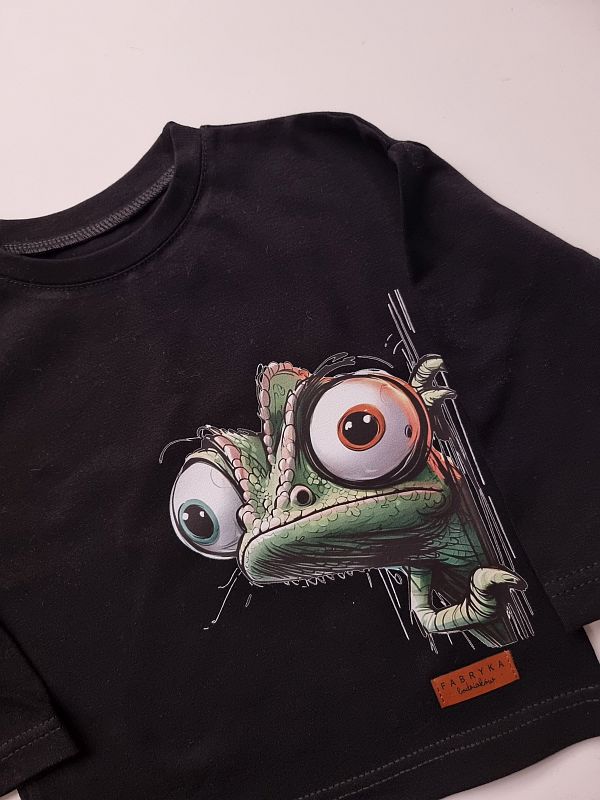 Koszulka czarna długi rękaw kameleon rozmiar 80