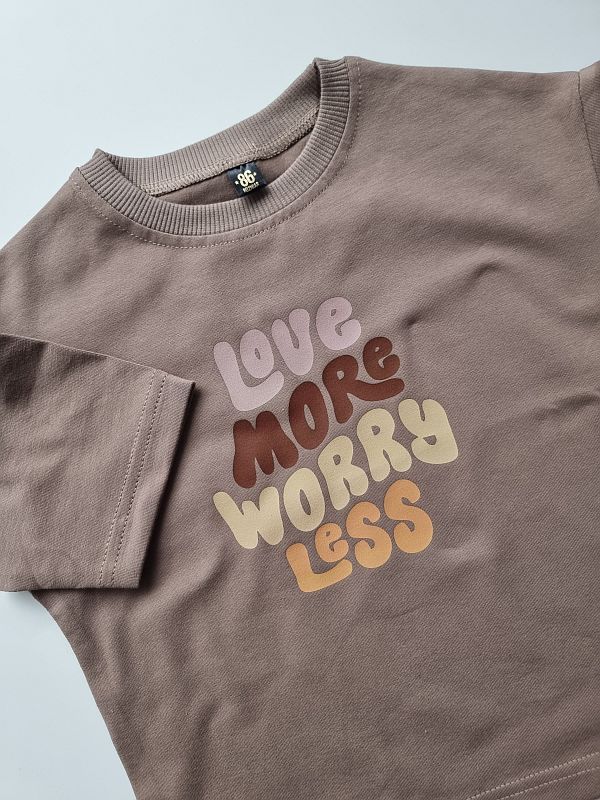 Koszulka kawowa krótki rękaw love more worry less rozmiar 86