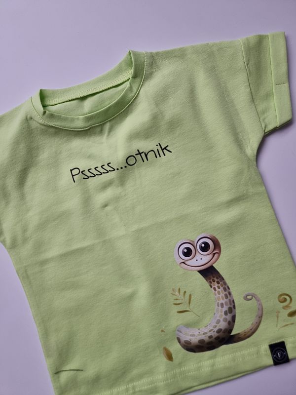 Koszulka limonkowa krótki rękaw wąż psotnik rozmiar 86