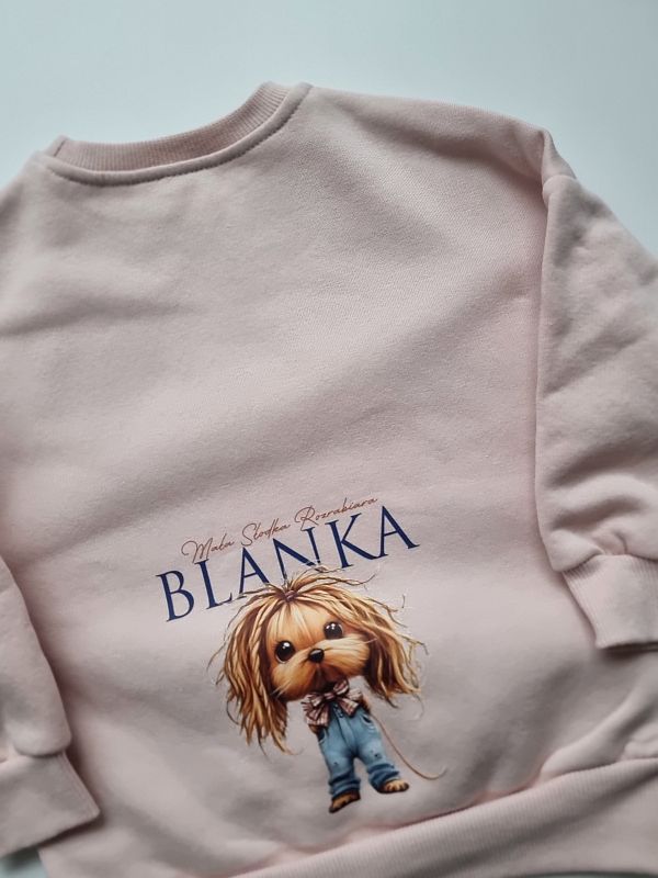 Bluza brudny róż piesek Blanka na tyle rozmiar 92