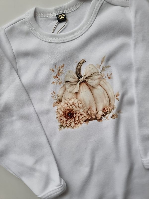 Body białe długi rękaw dynia rozmiar 92