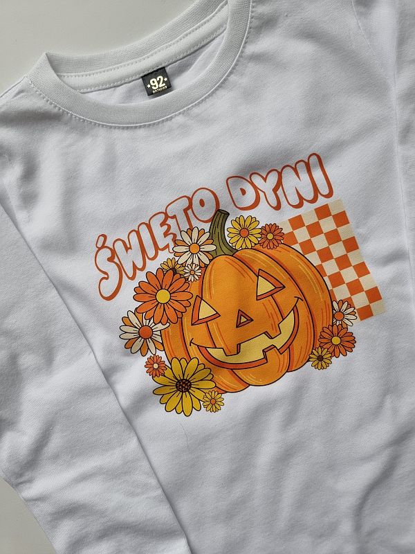 Koszulka biała długi rękaw święto dyni rozmiar 92