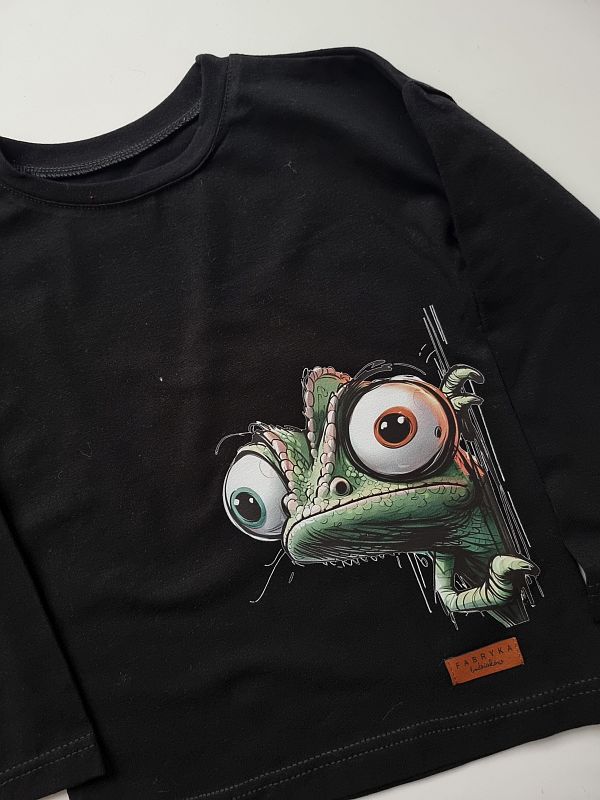 Koszulka czarna długi rękaw kameleon rozmiar 98