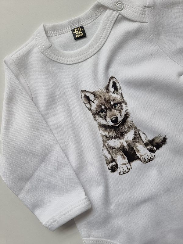 Body białe długi rękaw wilk rozmiar 62