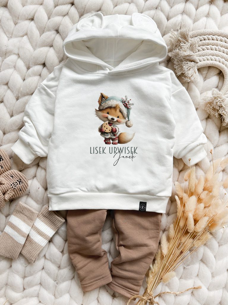 Bluza z kapturem z uszkami lisek urwisek z ciasteczkiem
