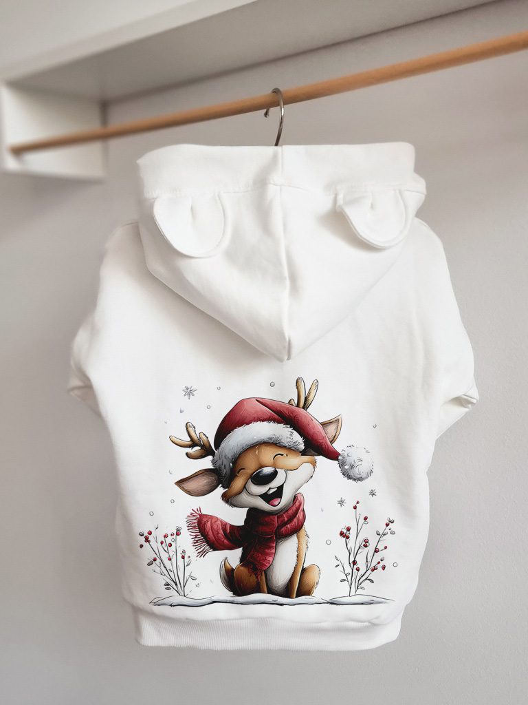 Bluza z kapturem z uszkami wesoły reniferek