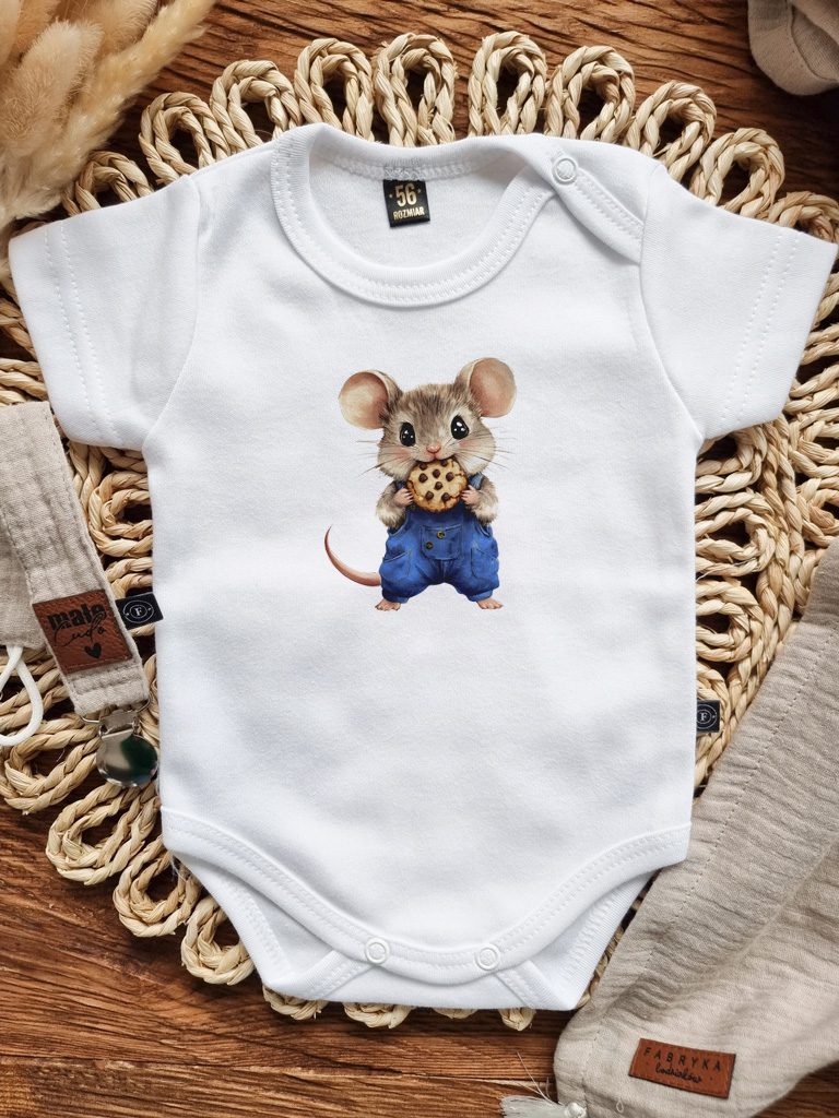 Body niemowlęce myszka w ogrodniczkach