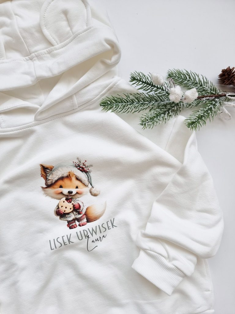 Bluza z kapturem z uszkami lisek urwisek z ciasteczkiem