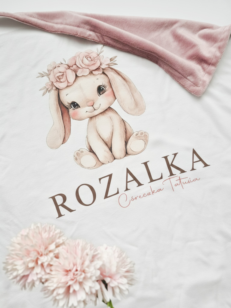 Kocyk dla niemowląt słodki pluszowy zajączek