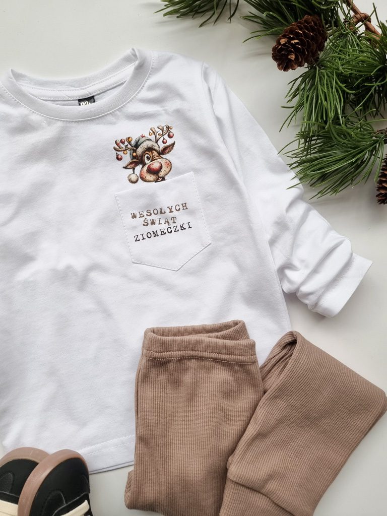 Koszulka dziecięca z kieszonką Wesołych Świąt ziomeczki