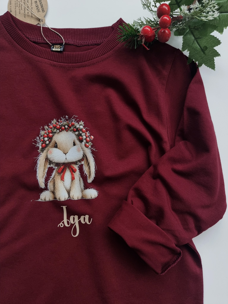 Koszulka dziecięca króliś w wianku z jemioły