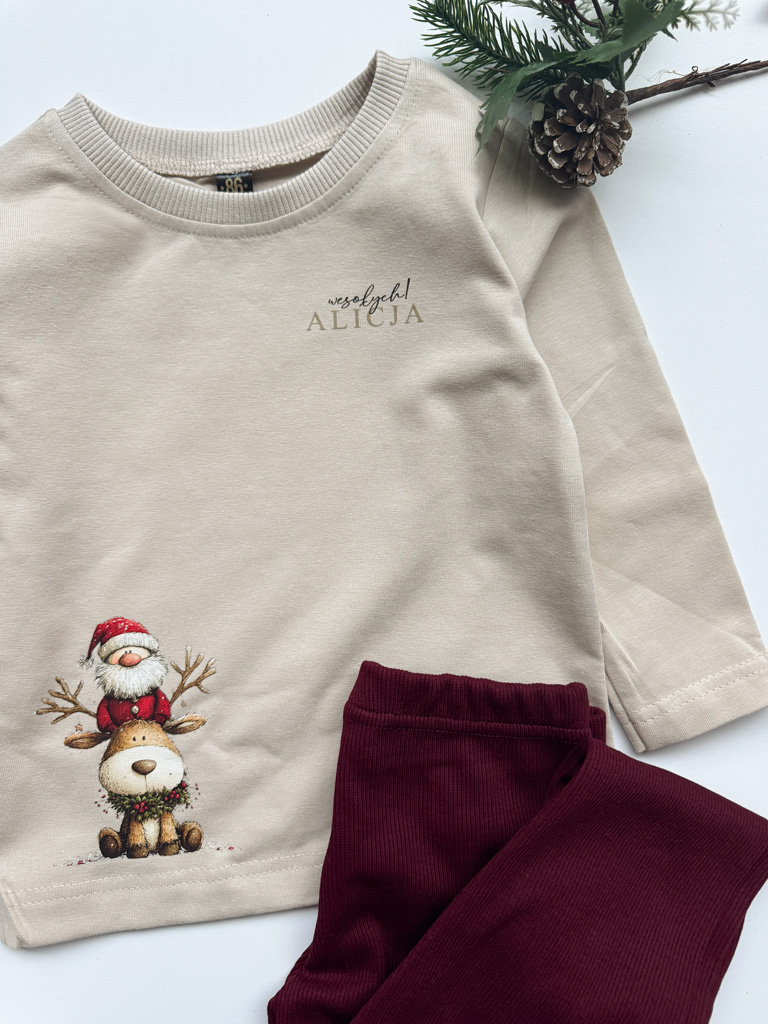 Koszulka dziecięca renifer z Mikołajem wesołych!