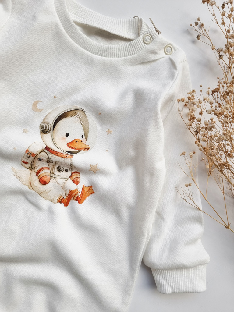 Pajac niemowlęcy kaczuszka astronauta