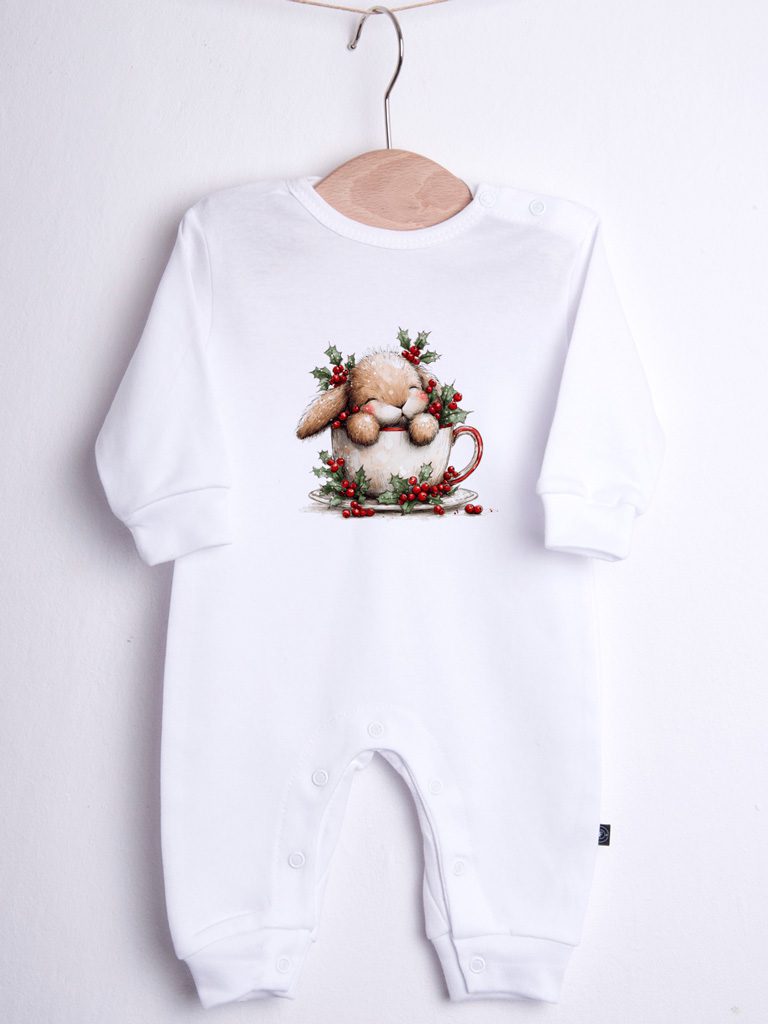 Pajac niemowlęcy króliś w filiżance