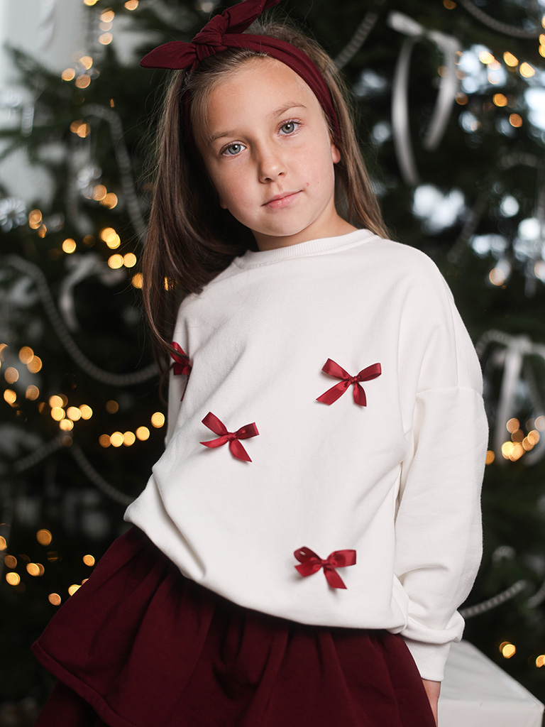 Bluza dziecięca bordowe kokardki