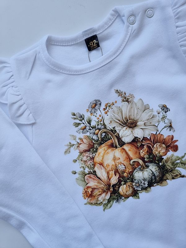 Body białe długi rękaw dynie rozmiar 92