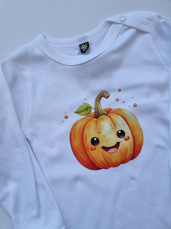 Body białe długi rękaw dynie rozmiar 86