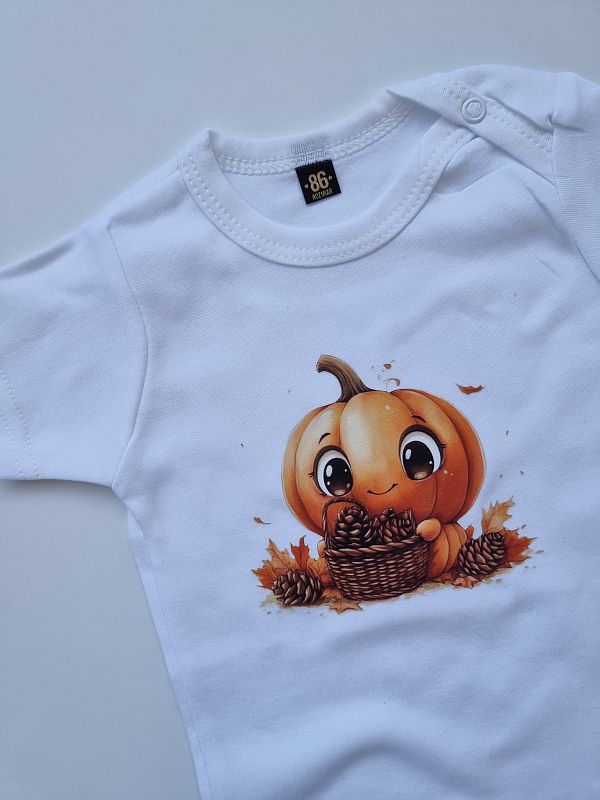 Body białe krótki rękaw dynia rozmiar 86