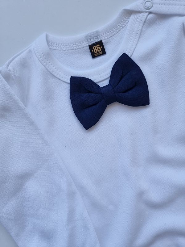 Body białe długi rękaw granatowa mucha rozmiar 86