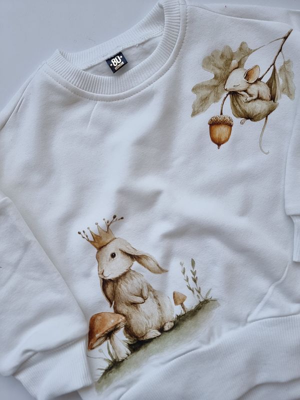 Bluza ecru królik i myszka rozmiar 80