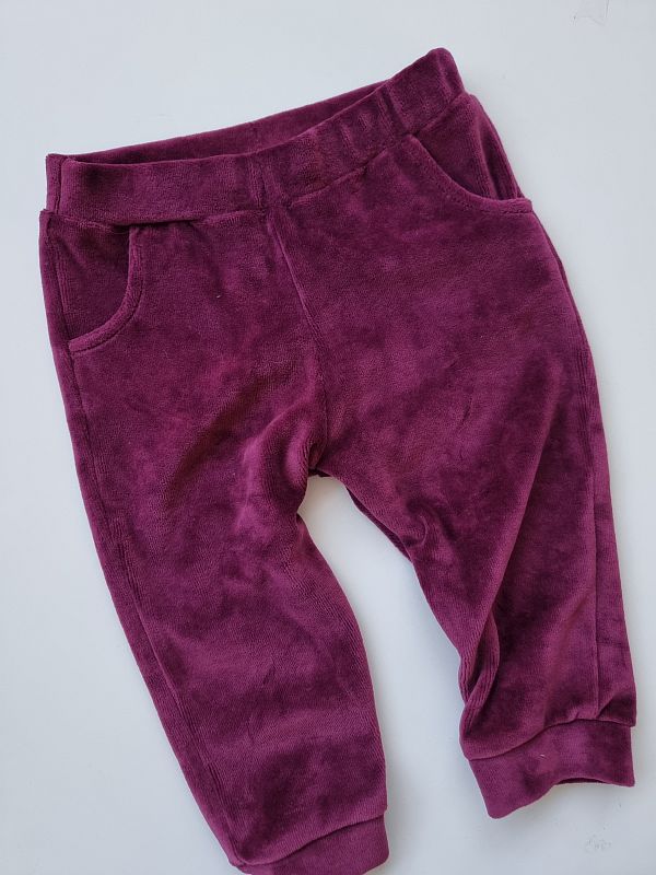 Spodnie welurowe fuksja rozmiar 80