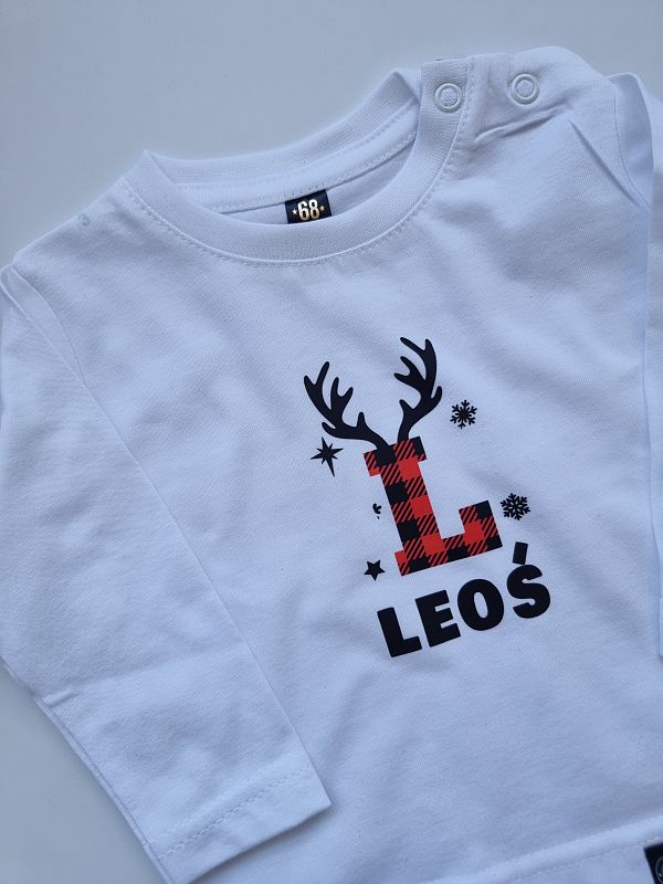 Koszulka biała długi rękaw Leoś rozmiar 68