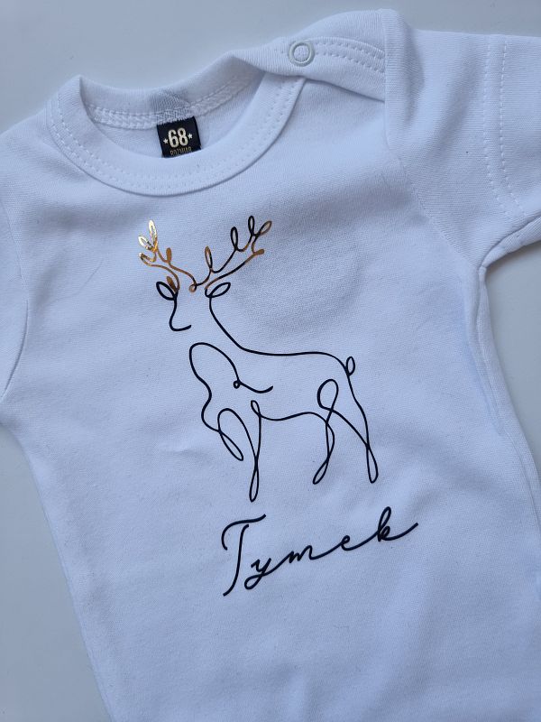 Body białe krótki rękaw renifer Tymek rozmiar 68