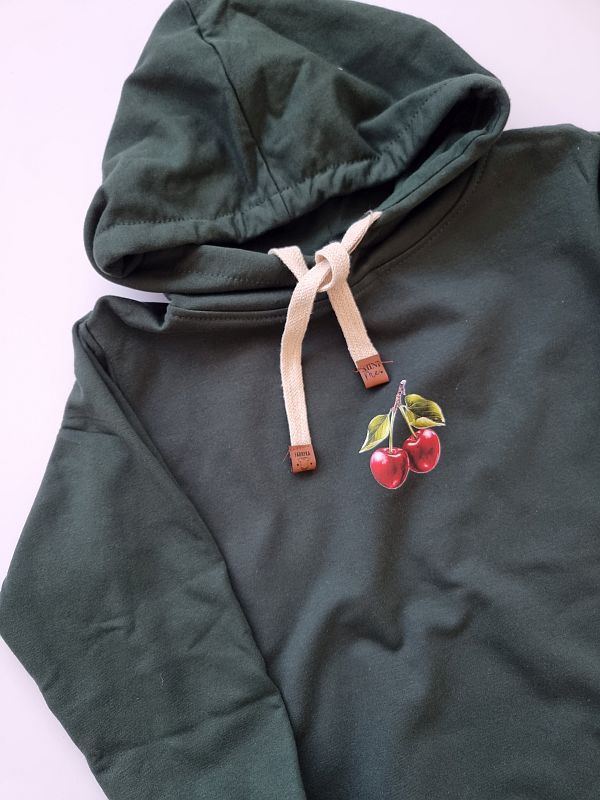 Bluza z kapturem zielona wisienka rozmiar 128