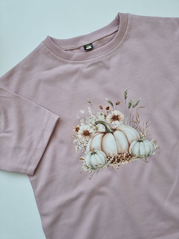 Koszulka różowa krótki rękaw dynie rozmiar 116