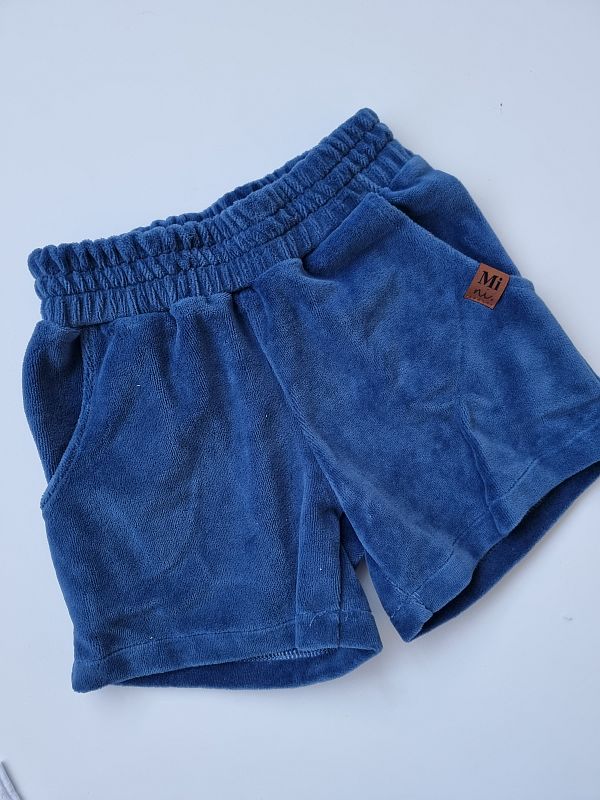 Spodenki krótkie welurowe ciemno niebieskie rozmiar 110