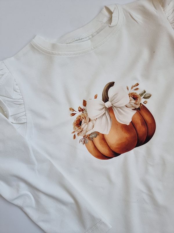 Koszulka ecru długi rękaw dynia rozmiar 110