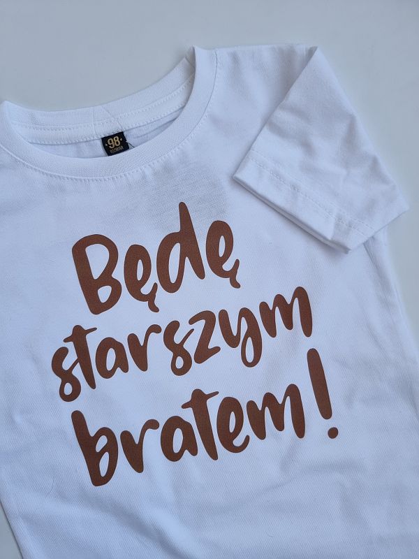 Koszulka biała krótki rękaw będę starszym bratem rozmiar 98