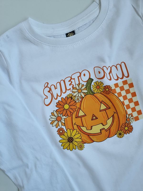 Koszulka biała długi rękaw święto dyni rozmiar 98