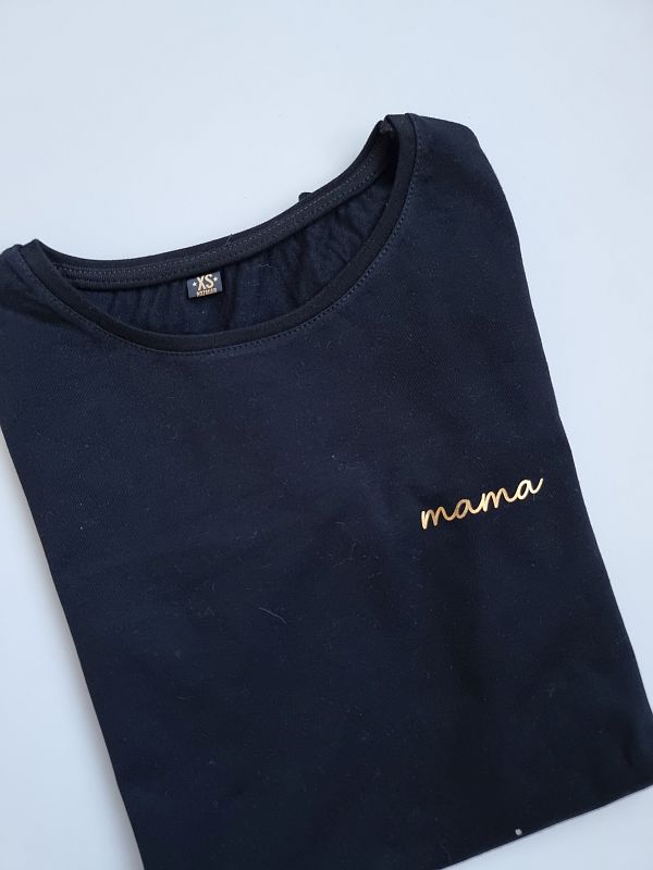 Koszulka czarna damska mama rozmiar XS