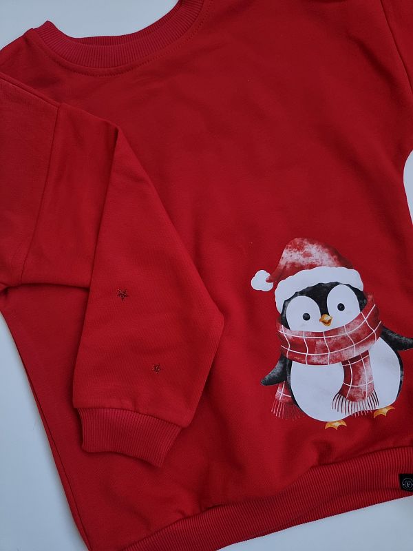 Bluza czarwona pingwin rozmiar 116