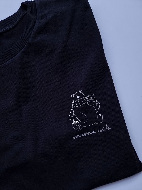 Koszulka czarna damska mama miś rozmiar oversize