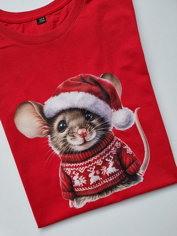 Koszulka czerwona krótki rękaw myszka rozmiar 164