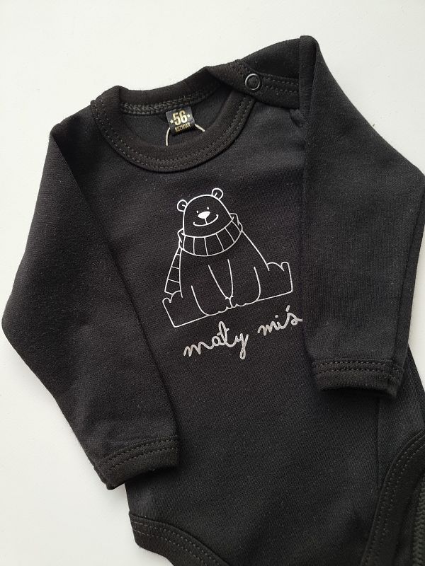 Body czarne długi rękaw mały miś rozmiar 56