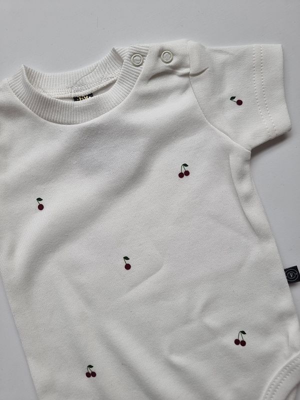 Body ecru krótki rękaw wisienki rozmiar 68