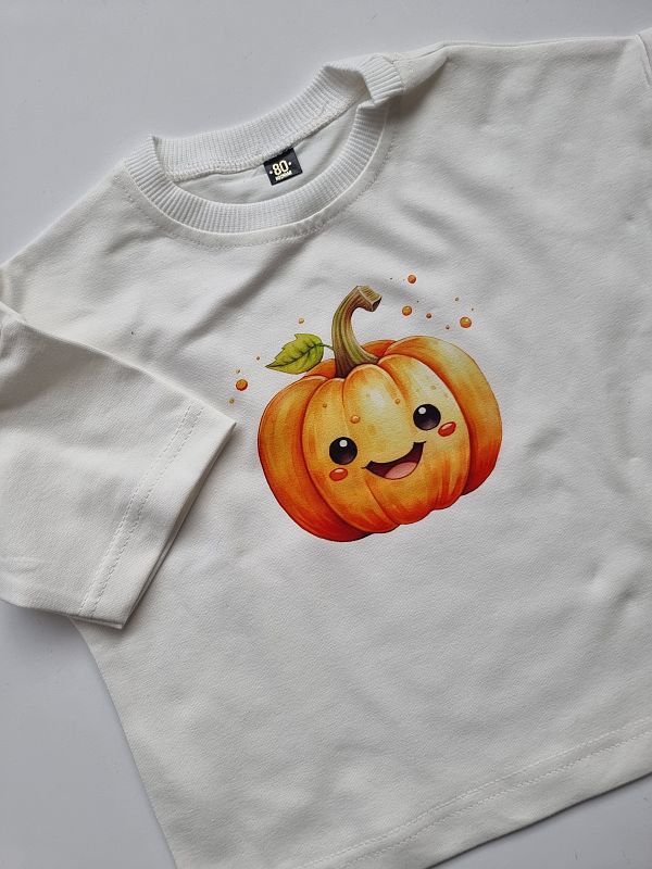 Koszulka ecru krótki rękaw dynia rozmiar 80