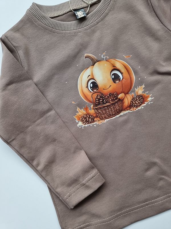 Koszulka kawowa długi rękaw dynia rozmiar 86