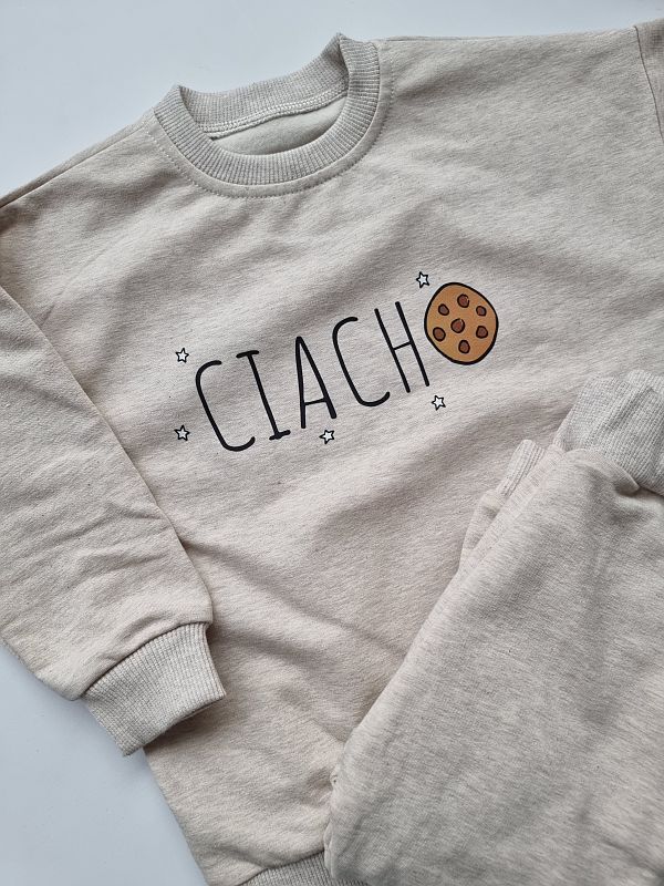 Komplet beż melanż bluza + spodnie dresowe ciacho rozmiar 92