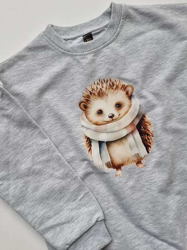 Bluza szara jeż w szaliku rozmiar 110